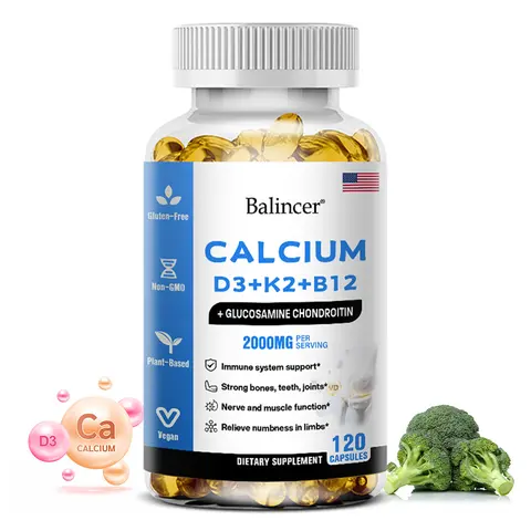 Balincer Calcium and vitamin D3+K2+B12 health supplements,Support bone and joint health, 120 Capsules