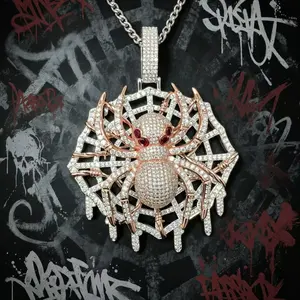2407Red Eye Spider Iced Out Pendant, Hip Hop Statement Jewelry for Men summerwins