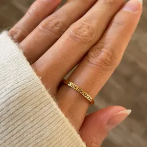 Worthy Affirmation Stacking Ring, engraved dainty ring "always enough, never too much", waterproof, non-tarnish