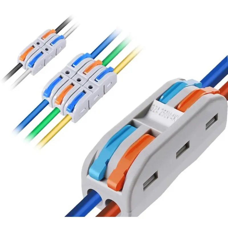 10-Piece Quick Snap Wire Connectors Bulk Pack - 10-Piece Backup, Tight-Fit Leverage Universal Plastic Body Terminal Block Cable Connectors for Home Use - Durable Reliable Secure Wiring Electrical Solutions