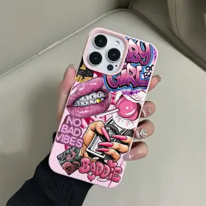 [Pink Lip Print Case] Pink Lip Print TPU Case |   Dollar Bill Design |   Full Protection for iPhone 17 16 15 14 13 12 11 PRO MAX PLUS,AIR and iPhone X XS MAX |   Birthday Christmas Gift for Couples Daughters