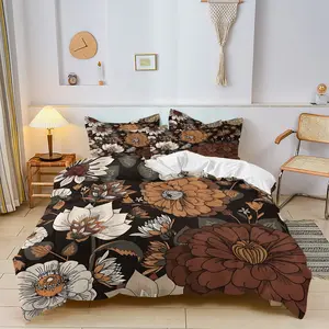 3pc Bohemian Bedding Set, Vintage Floral Duvet Cover Set, Boho Bed Set, includes 1 duvet cover and 2 pillowcases, suitable for single and double beds, available in multiple sizes, perfect for bedrooms