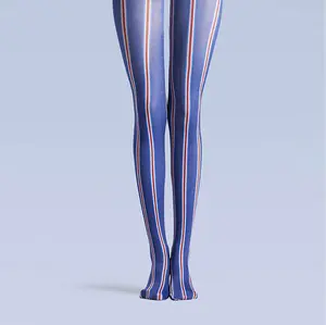 Viken Plan College art Print Versatile Pantyhose/Tights [Blue stripe]