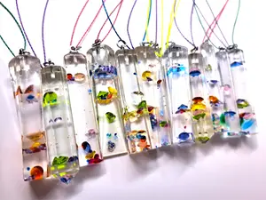 Inner Jewelry Stick Pendant MicroGalaxy One-of-a-Kind Gem Sculpture Necklace with Real & Lab-created Gemstones 50mm Length Unique Design