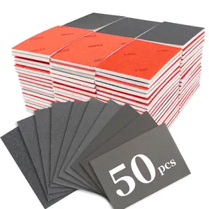 50 count Sanding Sponge Assortment, 180-3000 Grit Sandpaper Assortment, Hook & Loop Sanding Block for , Metal, Drywall, Furniture Polishing - Dry Wet Sanding Paper for Smooth Finishing