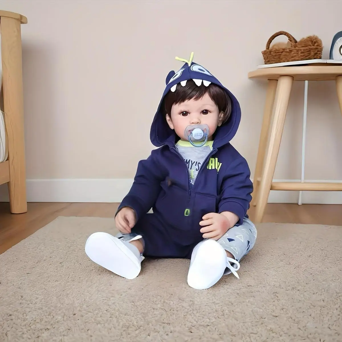 24-inch realistic reanimated baby doll - Soft silicone figure, flexible PVC limbs that can move freely, complete accessory set, lifelike doll, children's companion toy, ideal gift for holidays and birthdays, realistic and soft doll