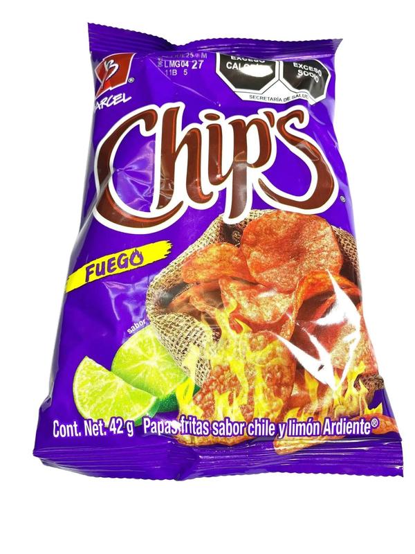 10 - PK BARCEL CHIPS FUEGO, Sabritas Chips, Snack Crispy Crunchy Bite - 52 GRAMS PER BAG - MEXICAN CHIPS - PAPITAS MEXICANAS - SABRITAS MEXICANAS