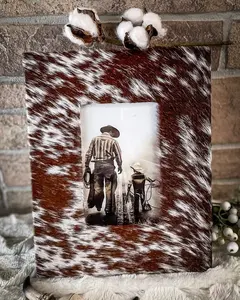 Myra Bag Wood Lightweight Hairon Hide Photo Frame, Home Decor Accent, Ideal Gift for Home Supplies Enthusiasts