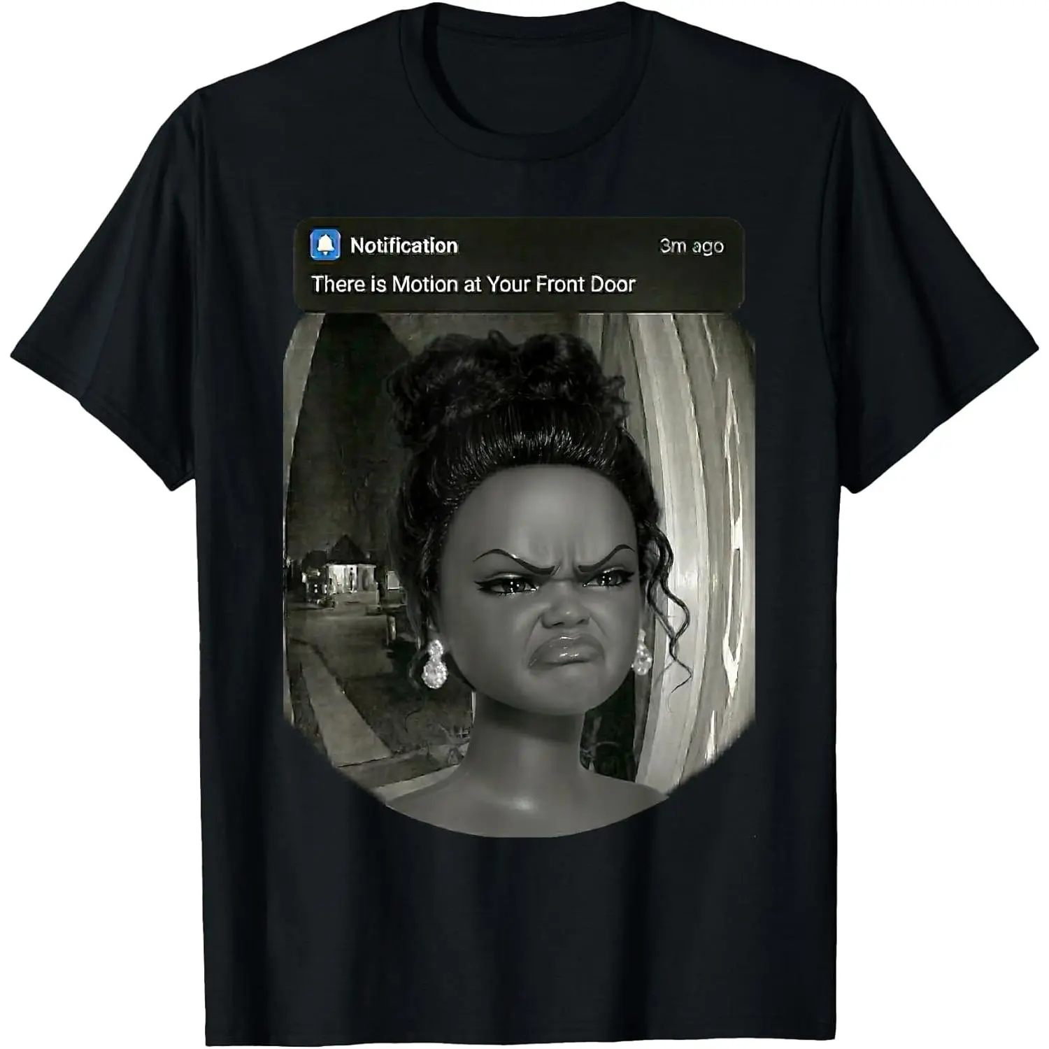 Women's Men Angry Disgusted Doll Face Meme Motion Front Door T-Shirt Summer Pure Cotton Short Sleeved Streetwear Gifts Unisex Crewneck Menswear