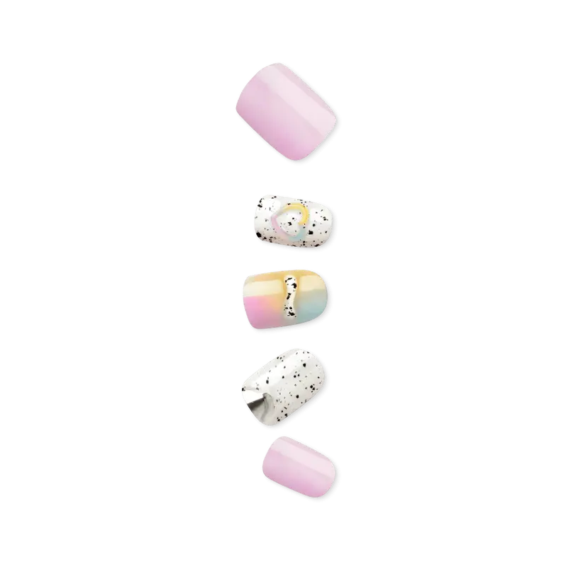 Impress Premium No Glue Fake Press On Nails- Sweet Life | Design, Multicolor, Short, Squoval, Manicure