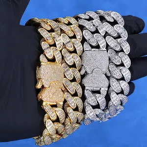 18MM Baguette CZ Cuban Link Necklace – Men’s Iced Out Hip Hop