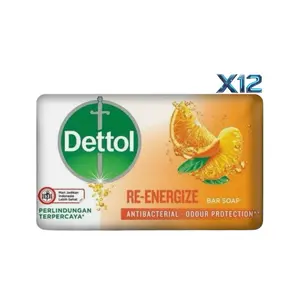 Dettol Antibacterial Soap Bars Re-energize Scent 100g ( 12 Pack)- Protection for Daily Use