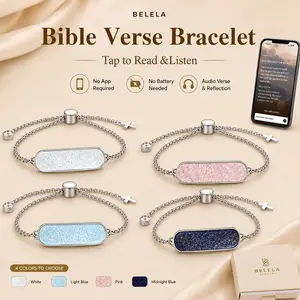 BELELA Women's Daily Bible Verse NFC Bracelet - Tap or Scan for Phone Scripture Access, Christian Mother’s Day Gift, Personalized Customizable Inspirational Costume Jewelry men copper pure
