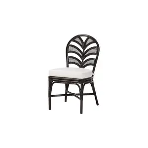 Niven Rattan Dining Chair with Banana Leaf Backrest and Cushion