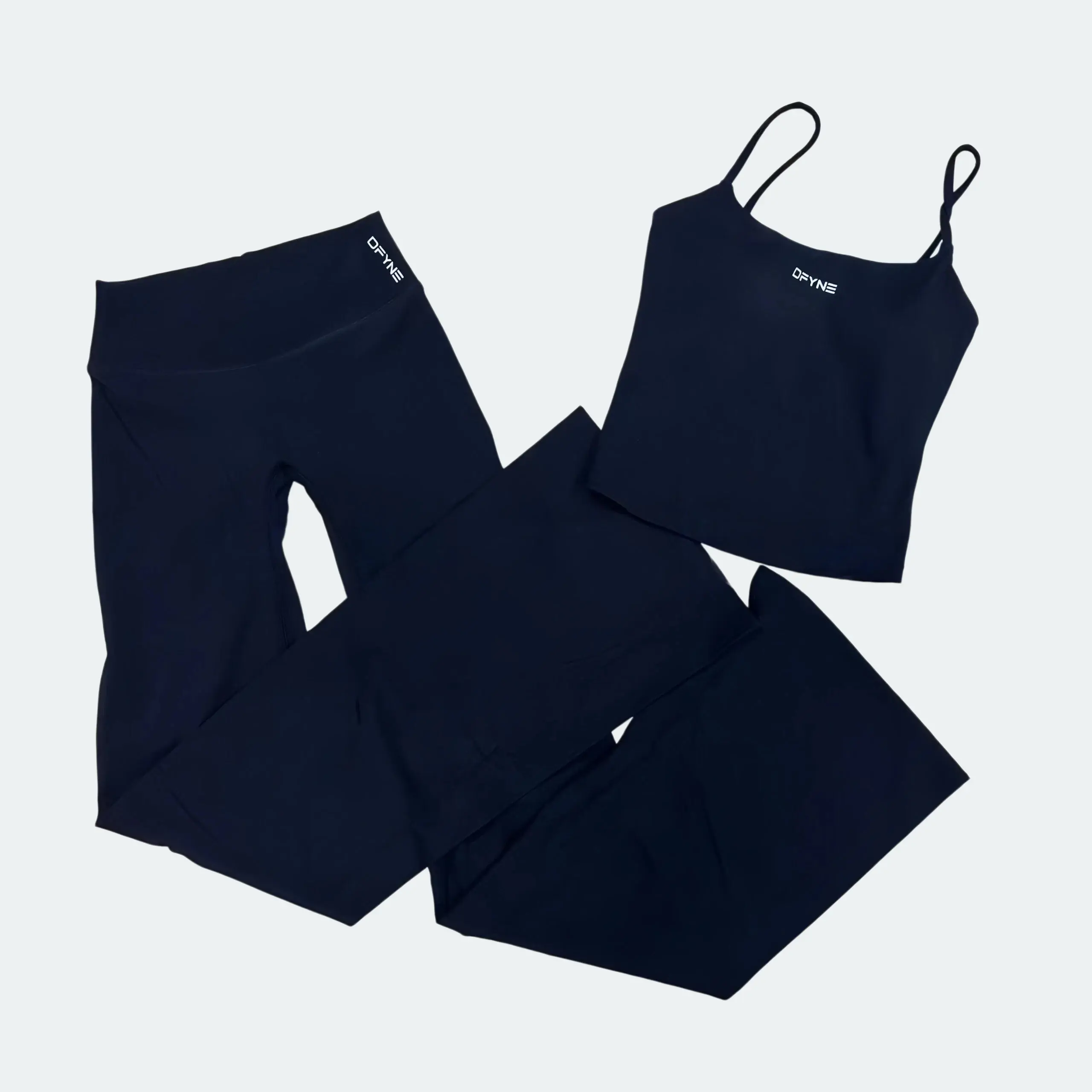 Women's DFYNE 2-Piece Brushed Yoga Set - Double-Strap Back Vest, Long Pants for Workout Activewear