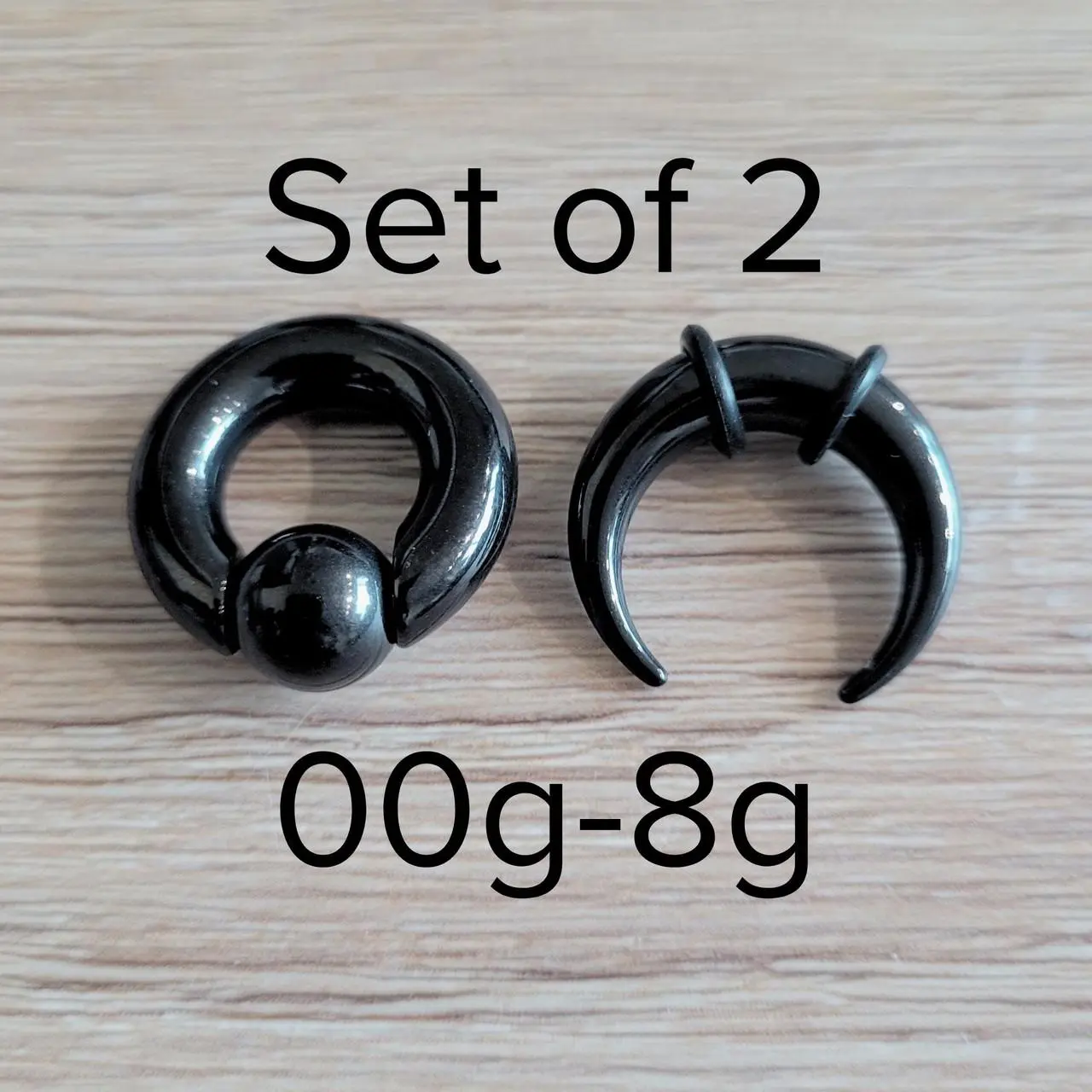 Black Steel Spring Loaded Captive Bead Septum Ring Horseshoes Pincher Gauges Set of 2 00g 0g 2g 4g 6g 8g big stretched men women cbr jewelry
