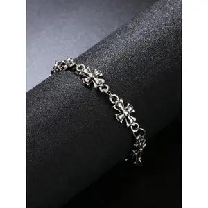 Men's Punk Style Cross Vintage Leather Bracelet, High-Quality Daily Wear, Perfect Birthday & Engagement Gift, Zinc Alloy Chain, Fashion Cross Bangle