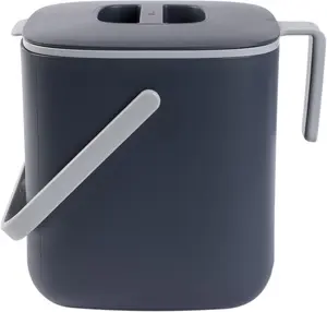 Blue Ginkgo Kitchen Compost Bin [2.6L / 0.69 GAL] – Filter-Free, Odor-Tight Countertop Food Waste Pail with Handles (Made in Korea, Gray)