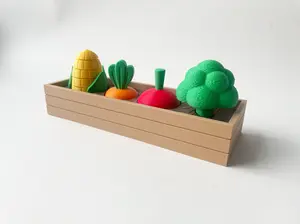 Mom's Full Garden-- Full Set with Carrot, Broccoli, Corn & Beet on a Linear Plate Set - Articulated Garden for Tabletop Tactile Play & Stress Relief