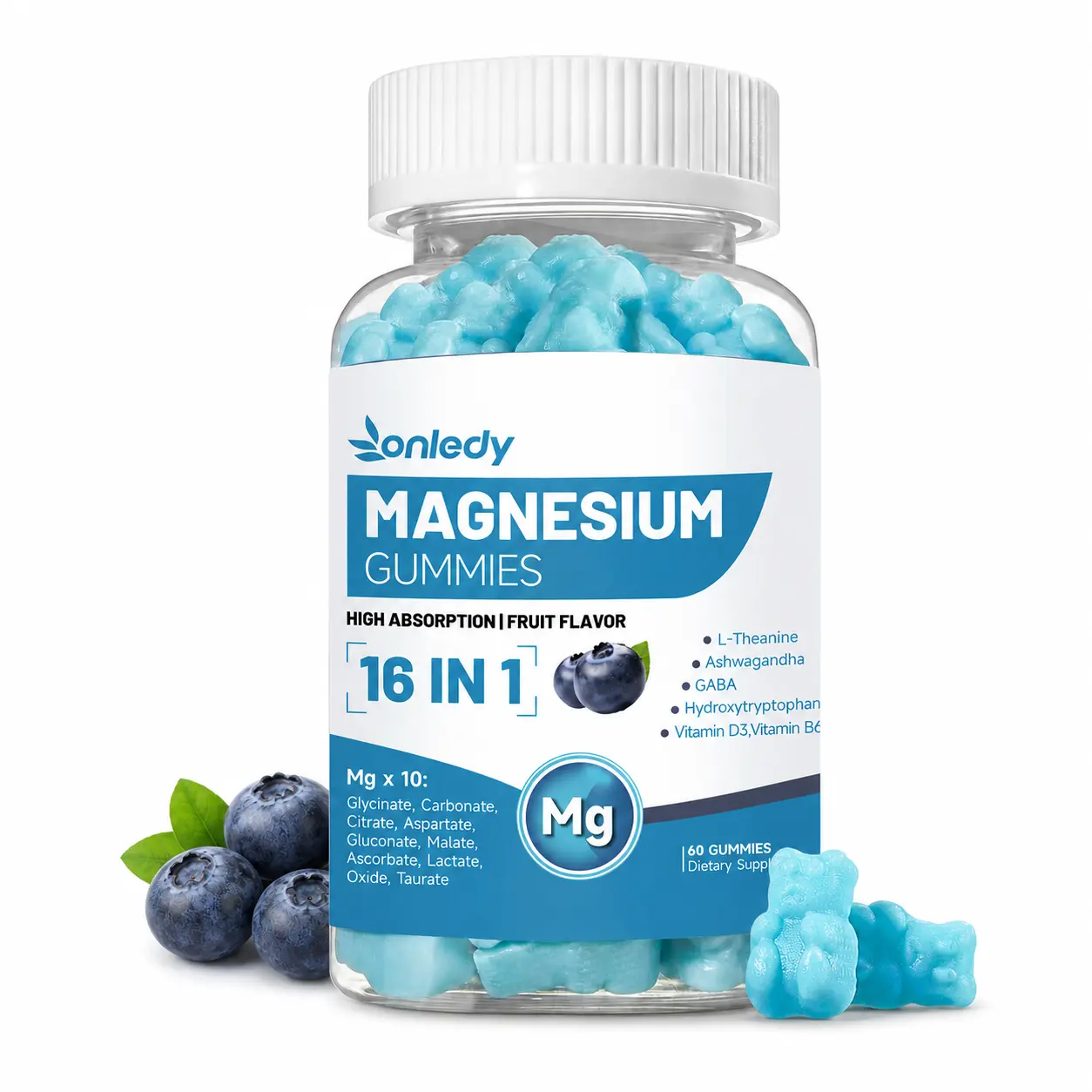 16-in-1 Magnesium Complex Gummies | 10 Forms Magnesium + Ashwagandha, L-Theanine, 5-HTP, GABA, D3 & B6 | Supports Deep Sleep, Calm Relaxation, Digest & Mood Health, 60 Chewable Gummies Edible Dietary Supplements Daily Dietary Supplement