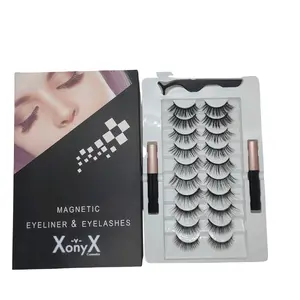 10 Pairs of Natural-Looking 3D Magnetic Eyelashes with Waterproof Eyeliner Kit
