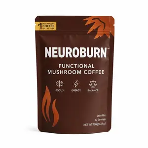 Natural Neuroburn Functional Mushroom Instant Coffee - Dark Roast, 6 Adaptogenic Mushrooms, Prebiotic Blend, Low Sugar, 30 Servings, 12-Month Shelf Life, Bag Packaging - Supports Energy, Focus, Digestion, Immunity summerwins