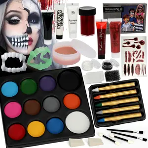 TikTokShopSpringGlowUp Halloween Makeup - Halloween Home Face Painting Kit, kids stuff for girls, kids christmas gifts, Face And Body Painting, All-in-One Halloween Makeup Kit, Face Painting with Fake Blood, Suitable for Halloween Party Supplies