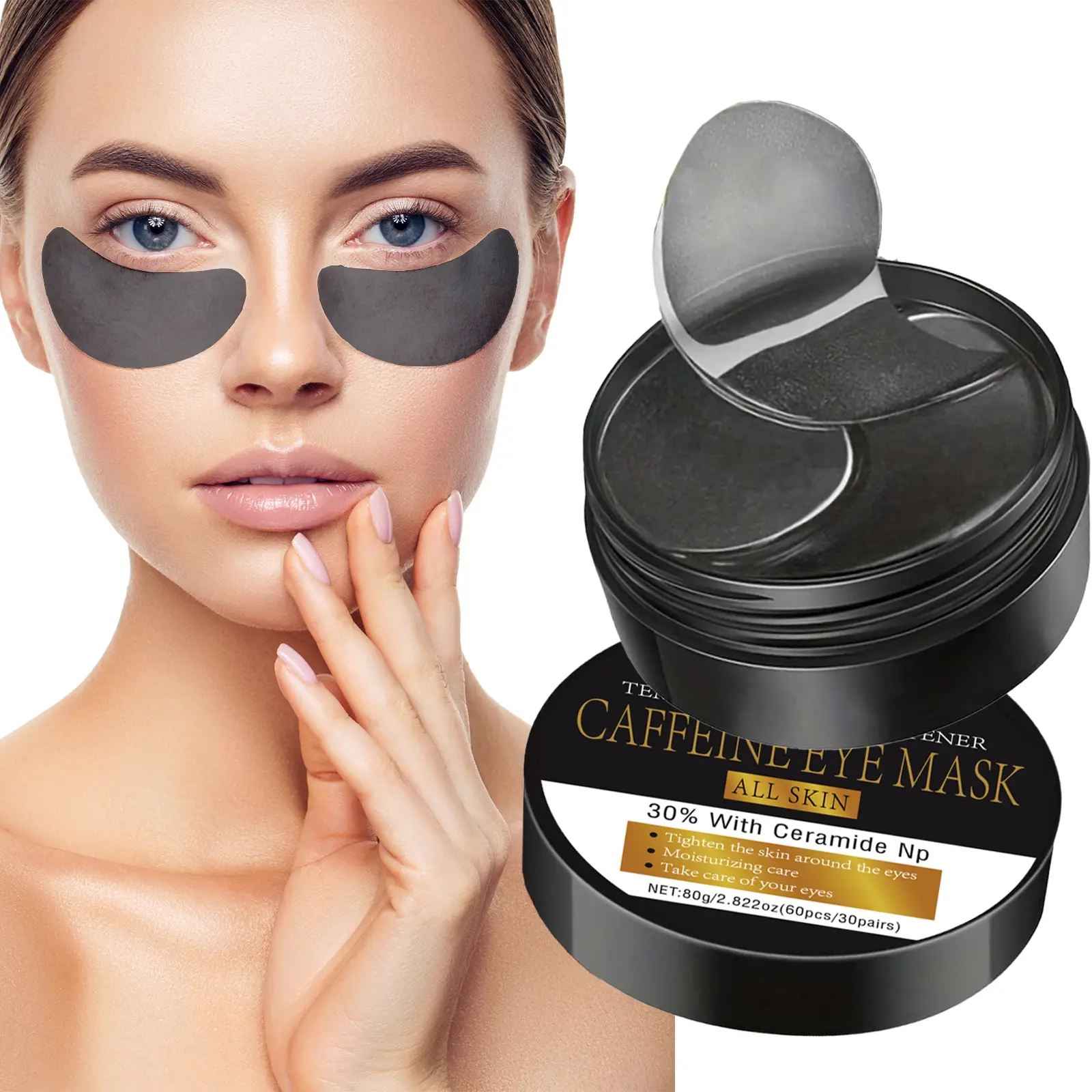 60pcs Caffeine & Ceramide Eye Treatment Mask, Firming Hydrating Gel Patches, Brightening Skin Tone, Suitable for All Skin Types, Moisturizing Eye Mask