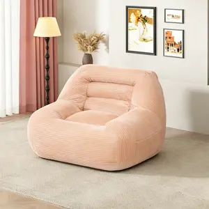 Corduroy Fabric Beanbag Couch for Living Room, Bedroom & Dorm, Cozy Fluffy Cloud Mini Couch,Pink#Summervibes