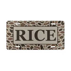 Custom Text Rice Duck Hunter Camo License Plate – Rustic Outdoor Decorative Aluminum Car Tag, 12"x6", Pre-Drilled, Easy Install
