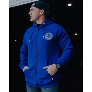 White Chain Badge Zip Up - Blue