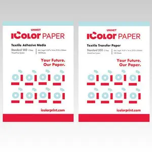 iColor 560 Standard 2-Step Adhesive Transfer Paper Sheets, 8.27x14in, 100 Pack of 550, White Toner Printer Compatible, Cotton & Poly-Cotton Blends Suitable, Medium to Firm Pressure Required, All-Season Office Stationery