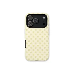 Butter Yellow Polka Dot Phone Case with Matching PopSocket | Aesthetic Protective Cover