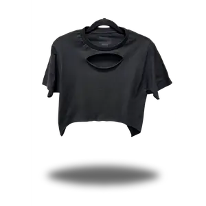 TheDriveClothing Road Rash Black Crop Top 3.0 – Y2K Streetwear Crop Tee, TikTok Viral Biker Fashion, Grunge Goth Alt Girl Aesthetic, Skater Festival Outfit, Hand Cut Urban Streetwear