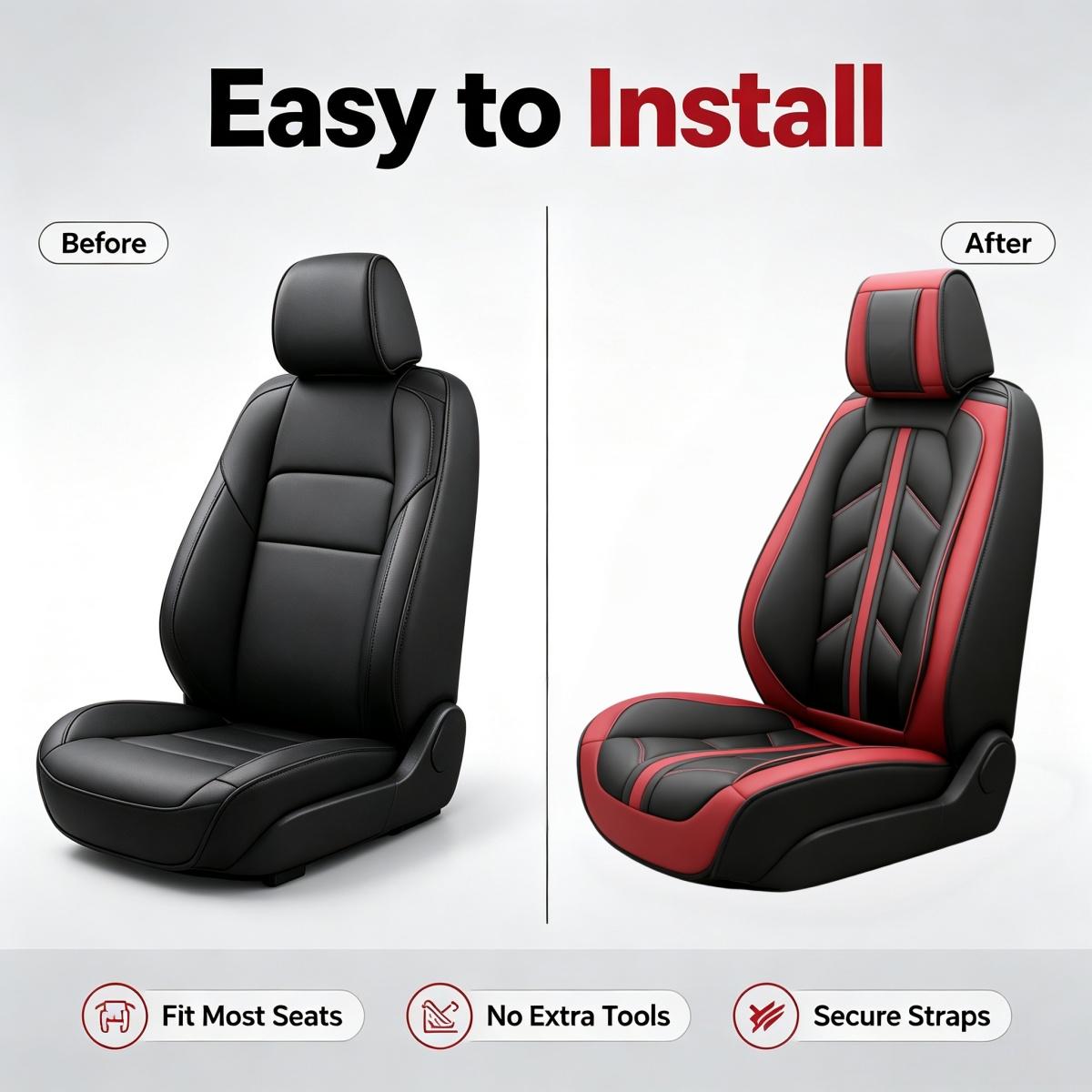 For Dodge Dart 2013-2016/ Nitro 2010-2020 Car Seat Covers, Premium 3D PU Leather 5 Seat Covers Full Set with Storage Pockets, Waterproof Breathable Non-Slip Car Front Rear Seat Cushion Protector Mats, Rear Split Fit 40/60 40/20/40 50/50 ﻿ ﻿