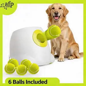 All for Paws Maxi Hyper Fetch Automatic Ball Launcher for Large Dogs - Adjustable Distance & Rechargeable Battery Included - 6 Durable Balls - Interactive Play for Extended Exercise