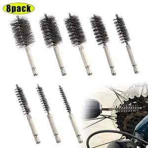 8-Size Stainless Steel Brush Bristles Wire Brush for Power Drill Cleaning Wire with Hex Shank Handle for Power Drill Cleaning - Home Improvement.  Set Tool