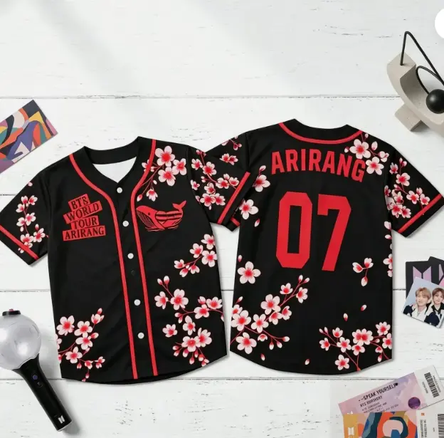 Custom Bangtan Baseball Jersey Arirang, Kpop Gift for Bangtan Fans, V-neck Bangtan Shirt, Comeback 2026 Sports Vest, Hot Trend