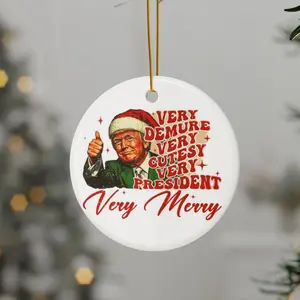 Very Merry Very Demuse Ceramic Christmas Ornament - TrVmp Break Through Christmas Ornament - Hanging String Included