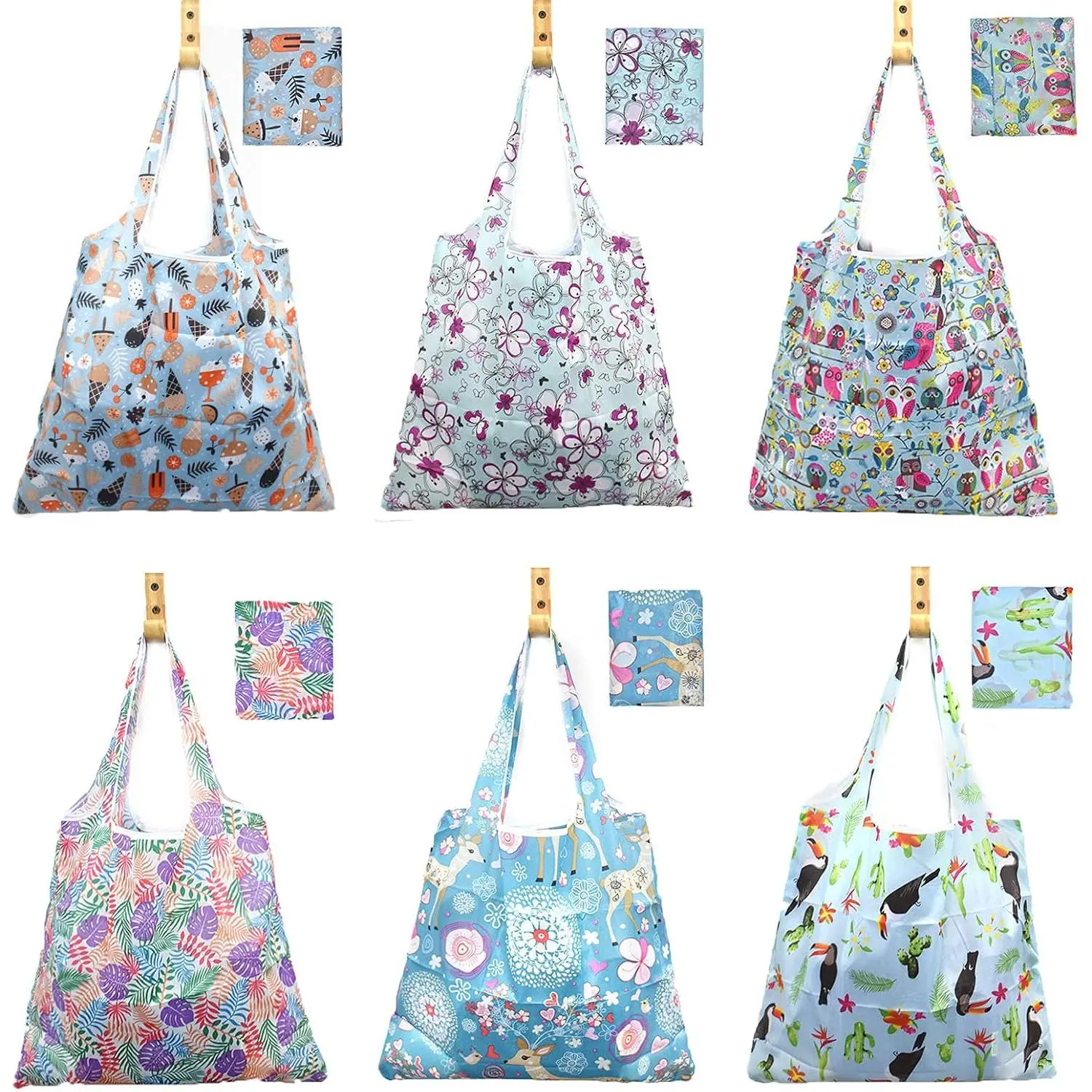 6 count  Grocery Bags Xlarge 50LBS Foldable Grocery Shopping Bags Washable Beach Bag Ripstop Nylon Tote Bags