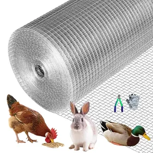 48inch x 100ft Hardware Cloth 1/2 inch Chicken Wire Fencing 19Ga with Snips/Gloves,   Hot Dipped Galvanized After Welding Garden Plant Supports Welded Metal Chicken Wire Fence Poultry Animal Netting Cage Screen
