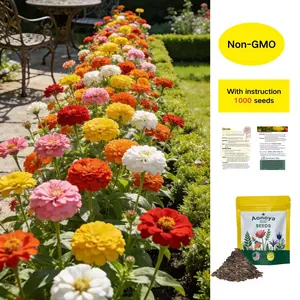 Zinnia Seeds Pack for 2026 – 1000 Non GMO Flower Seeds | Vibrant Zinnia Elegans for Pollinator Gardens, Borders & Containers | Easy-to-Grow Outdoor Blooms, Zinnia Seed Mix