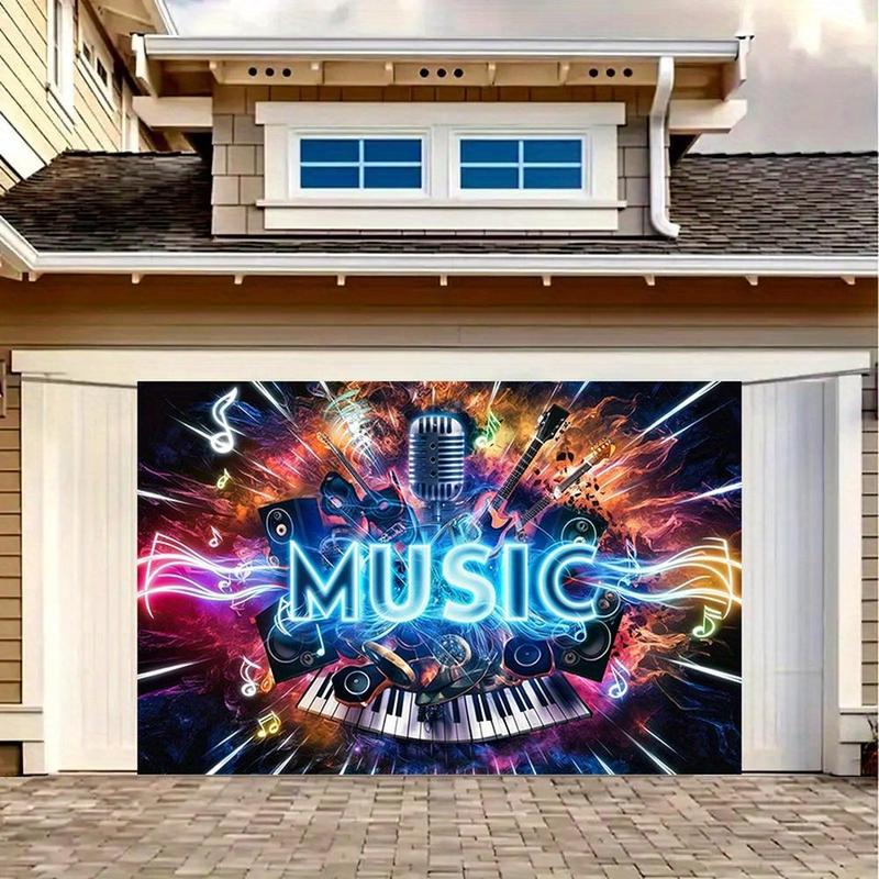 Modern Farmhouse 1pc, Music Amber Glow Polyester Banner,   100% Amber Glow Polyester, Vibrant Wall Decor for Home & Room, All-Season Party Backdrop, Spring Summer Fall Winter, Decorative Music Themed Photo Pro Ornaments