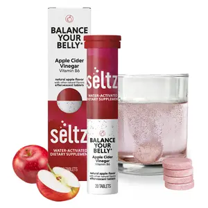 Seltz Balance Your Belly - Effervescent Vitamins for Digestive Health, Blood Sugar, and Mood Support, 1000mg Apple Cider Vinegar and Vitamin B6, Apple Flavor, 20 Tablets