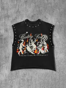 Trendy Men's Casual Tank Vest, Flame Angel Print, Fashionable and Versatile, Regular Fit, Perfect for Streetwear and Daily Wear