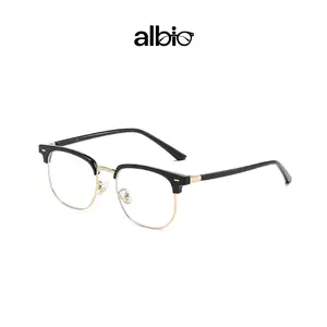 Alloio Blue Light Blocking Men Square Alloy Reading eyeglasses Lightweight Full Rim Square Alloy Glasses Stylish Daily Eyewear for Men