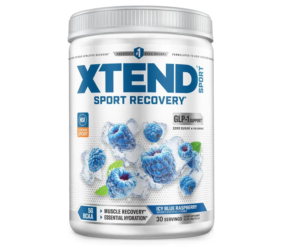 XTEND Sport BCAA Powder Blue Raspberry Ice - Electrolyte Powder for Recovery & Hydration with Amino Acids - 30 Servings