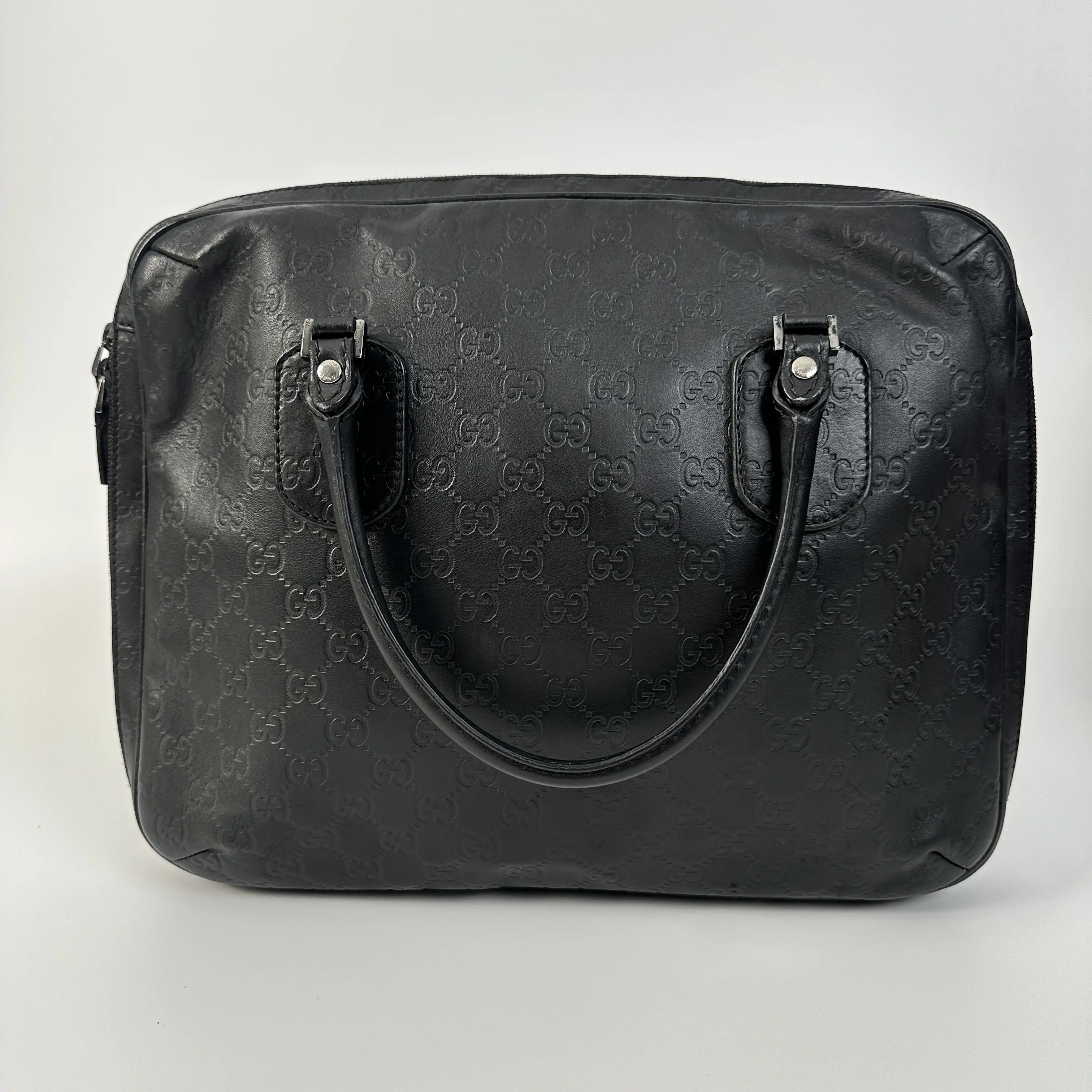 Pre-owned GUCCI Leather briefcase US0057 Micro Messenger | Black OH1077