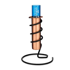 Tabletop Copper Rain Gauge With Tip Proof Base. Safe In Freezing Temps!