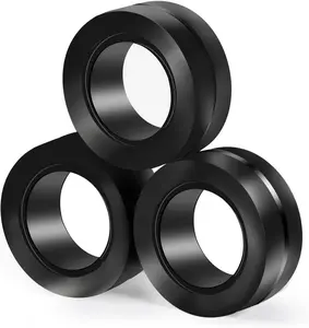 Magnetic Fidget Rings for ADHD Autism Sensory Stress Relief Teen Boys Kids 3pcs Black Magnetic Rings Haptic Click Rotating Spinners Anxiety Relief Cool Office Gadgets Portable Hand Toy Stocking Stuffer Birthday Gifts